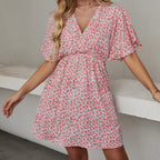 Summer V-neck Short-sleeved Beach Dress