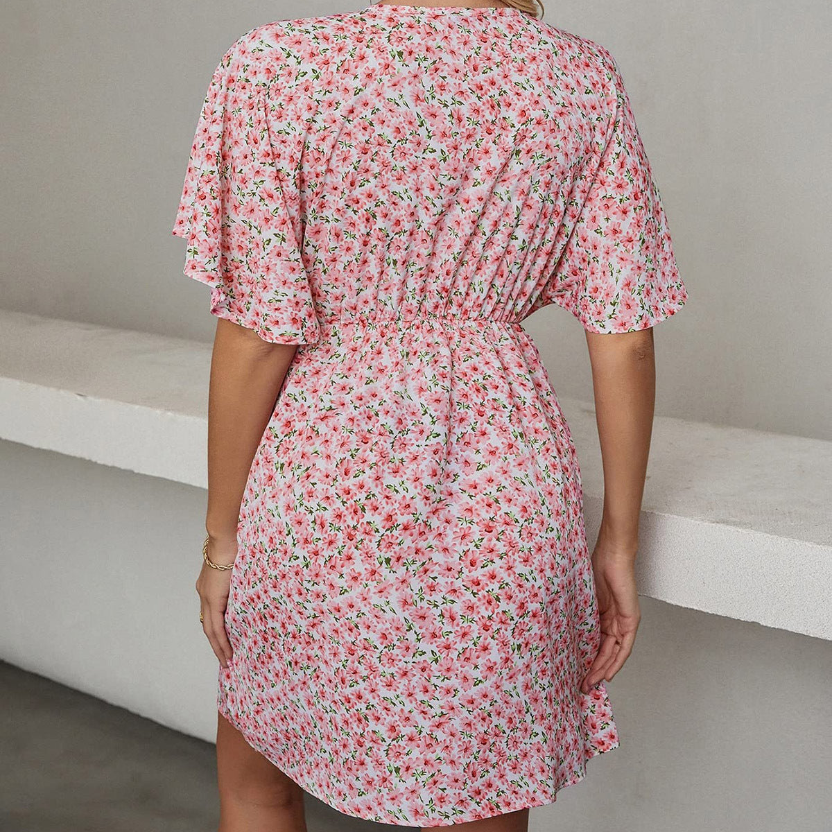 Summer V-neck Short-sleeved Beach Dress