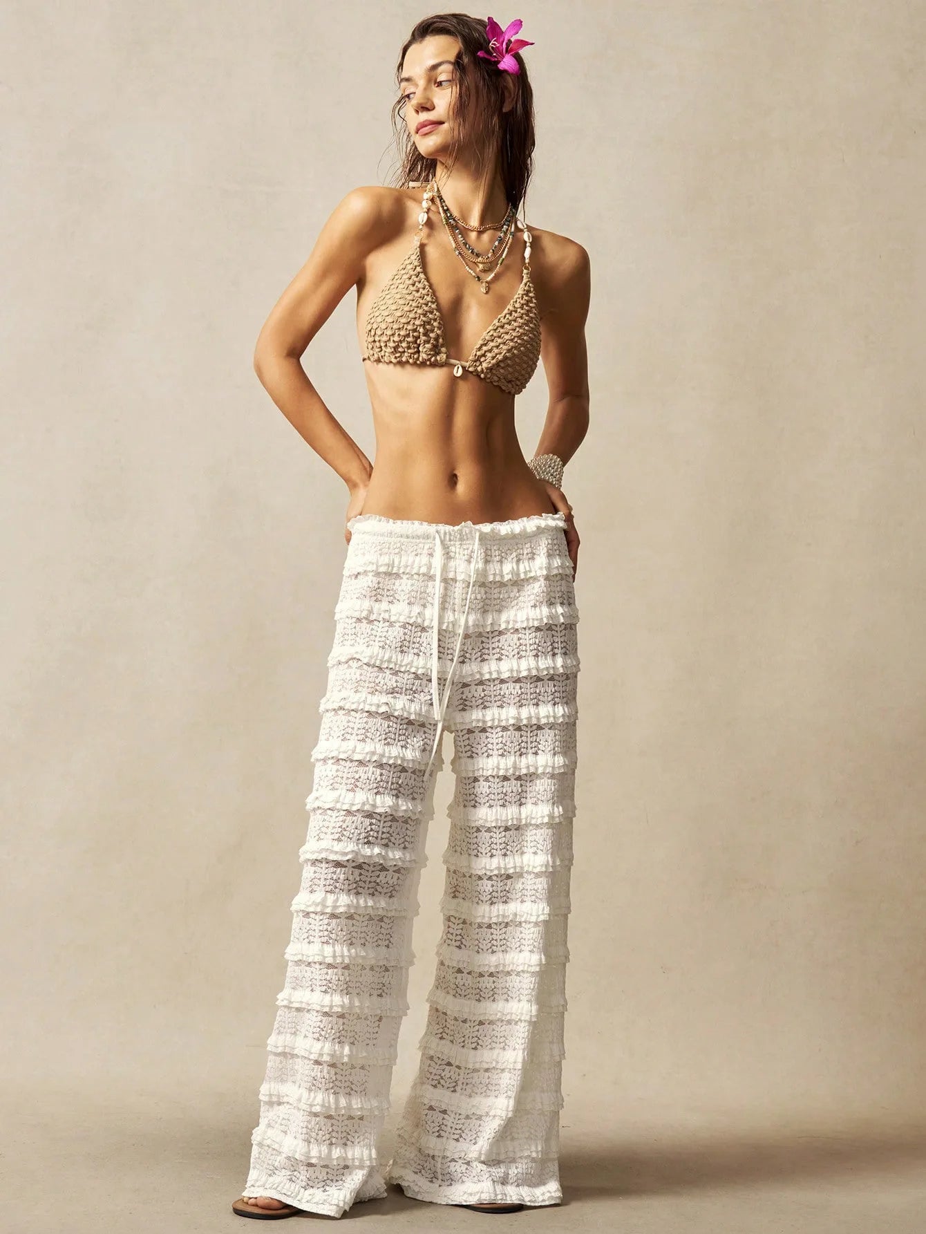 Loose-Fit Wide-Leg Beach Trousers