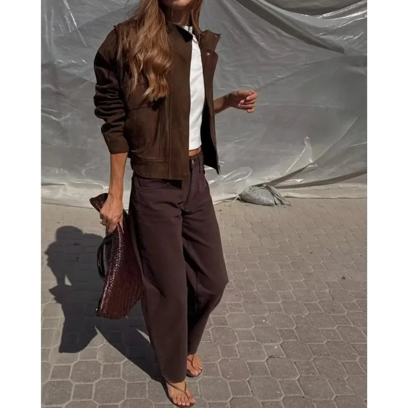 Brown Suede Leather Jacket