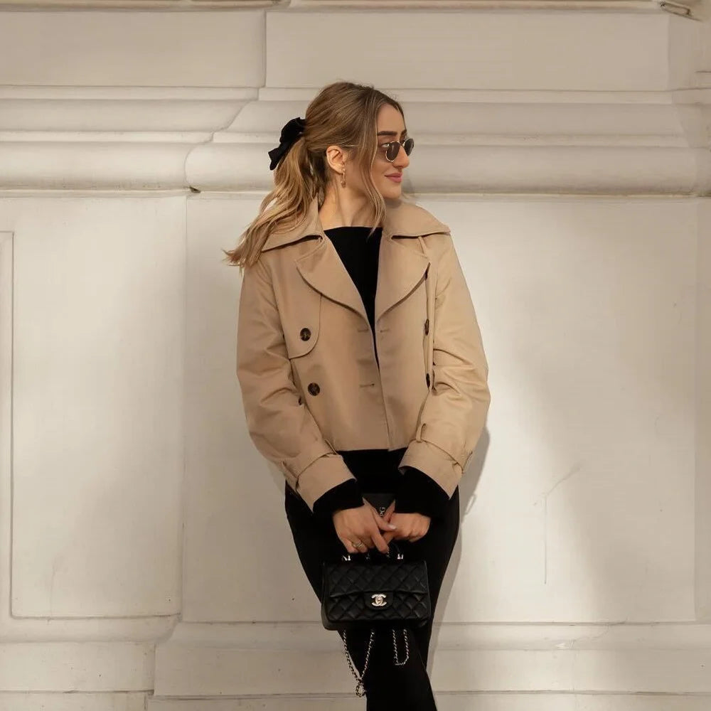Cropped Double-Breasted Trench Jacket