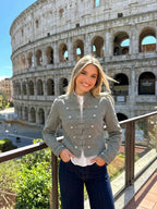 Denim Green Stand Neck Jacket