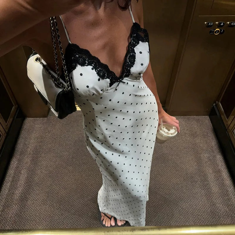 Tossy Lace V-Neck Patchwork Beach Dress