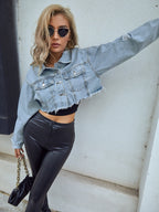 Short Turn-Down Denim Jacket