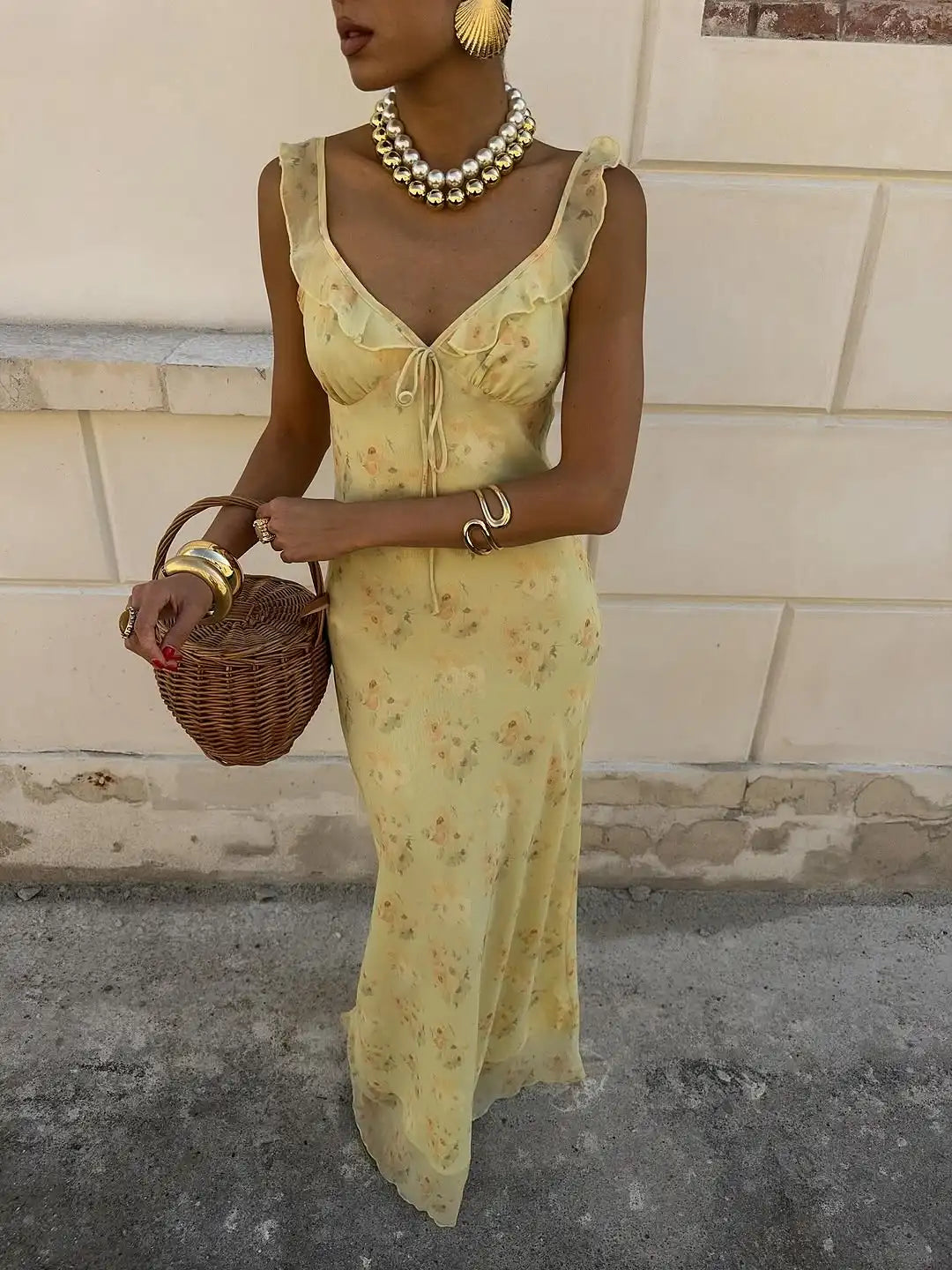 Floral Plunge Maxi Dress