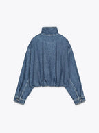Long Sleeve Zip Up Denim Jacket