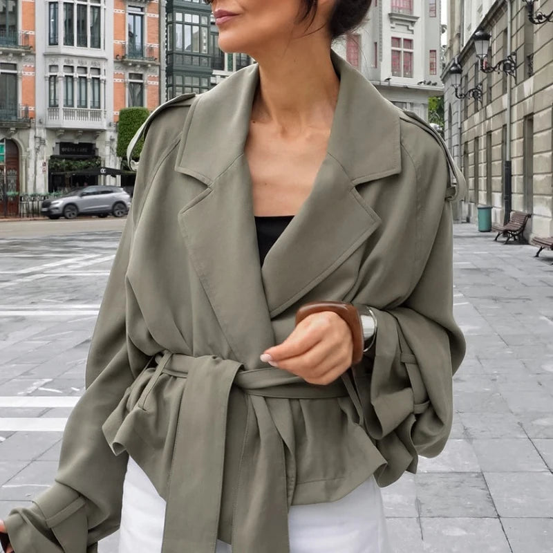 Lace-Up Pocket Trench Jacket