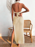 Halter Neck Knit Maxi Dress