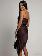 Burgundy Satin Cami Dress