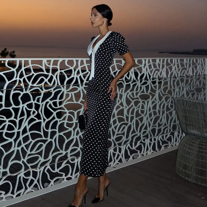 Polka Dot Printed Maxi Dress