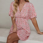 Summer V-neck Short-sleeved Beach Dress