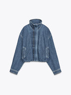Long Sleeve Zip Up Denim Jacket