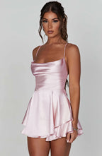 Sexy Backless Satin Mini Dress
