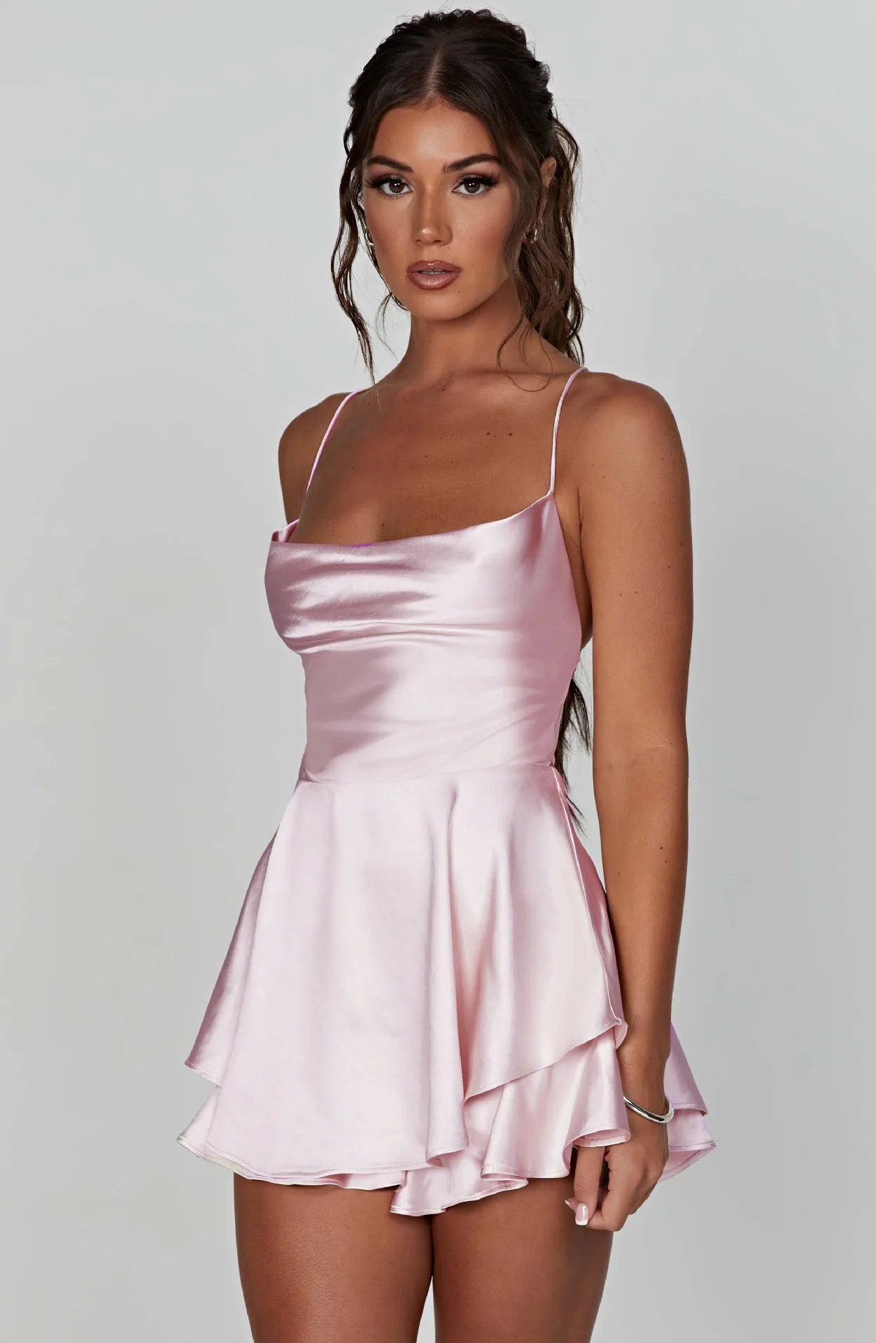 Sexy Backless Satin Mini Dress
