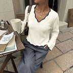 V-Neck Contrast Color Knitted Jumper