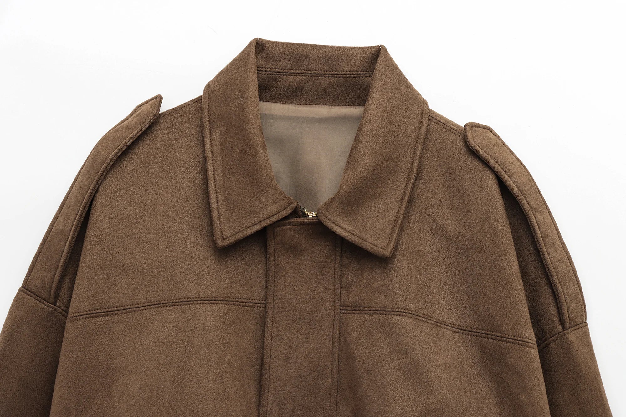 Suede-Texture Bomber Jacket