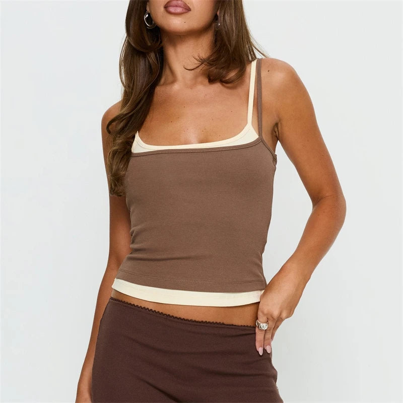 Double-Layer Cotton Camisole Set