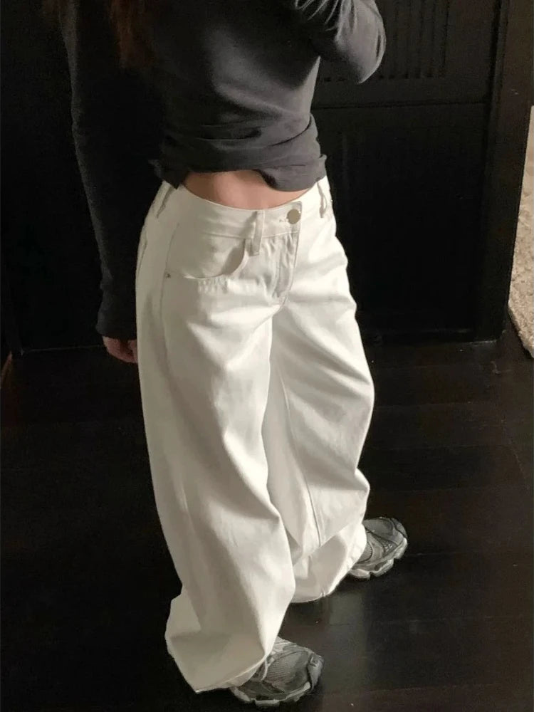 White High Waisted Wide Leg Jeans