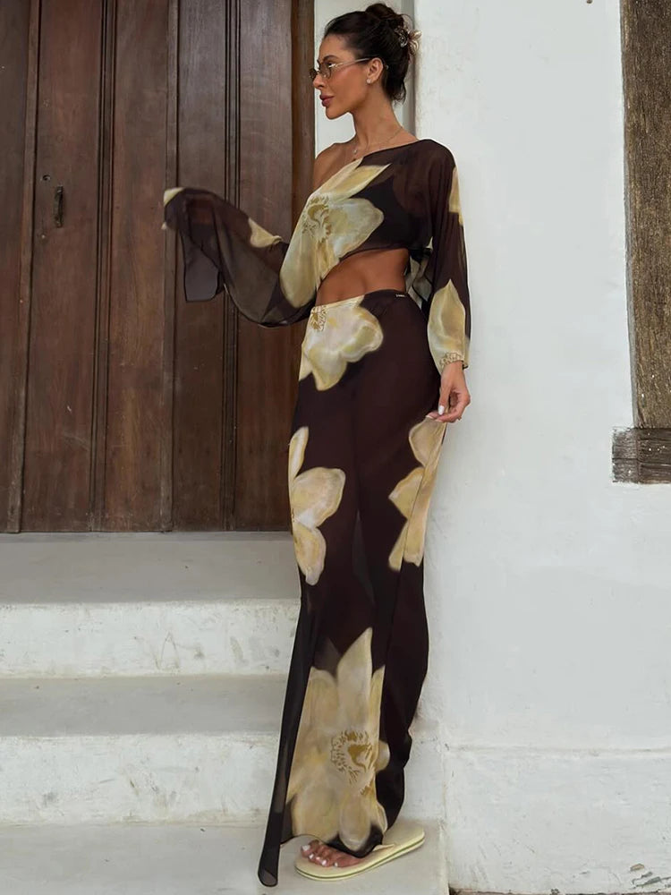 Floral Print Skew Collar Co-Ord