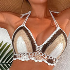 Crochet Knit Mini Bikini Top & Skirt