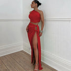 2-Piece Backless Crop & Side-Slit Maxi Co-Ord
