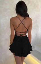 Sexy Backless Satin Mini Dress
