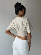 Deep V-Fold Short Sleeve T-shirt