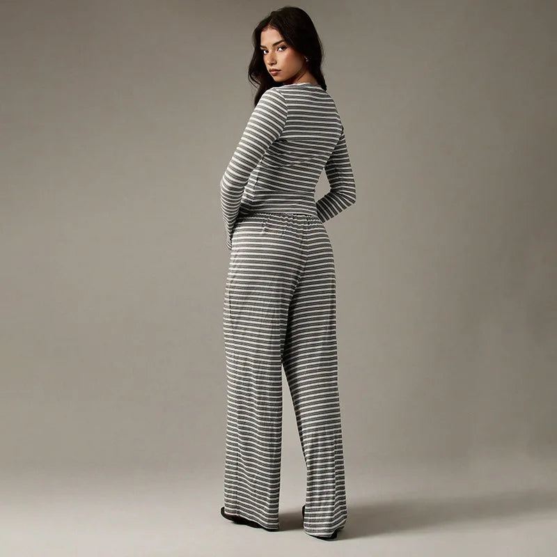 Striped Cardigan & Loose Trousers Co-Ord