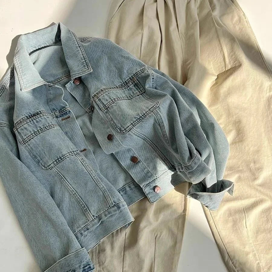 Washed, Short Sleeve Denim Jacket