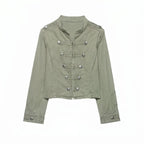 Denim Green Stand Neck Jacket