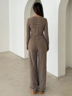 Coffee Brown Striped Co-Ord
