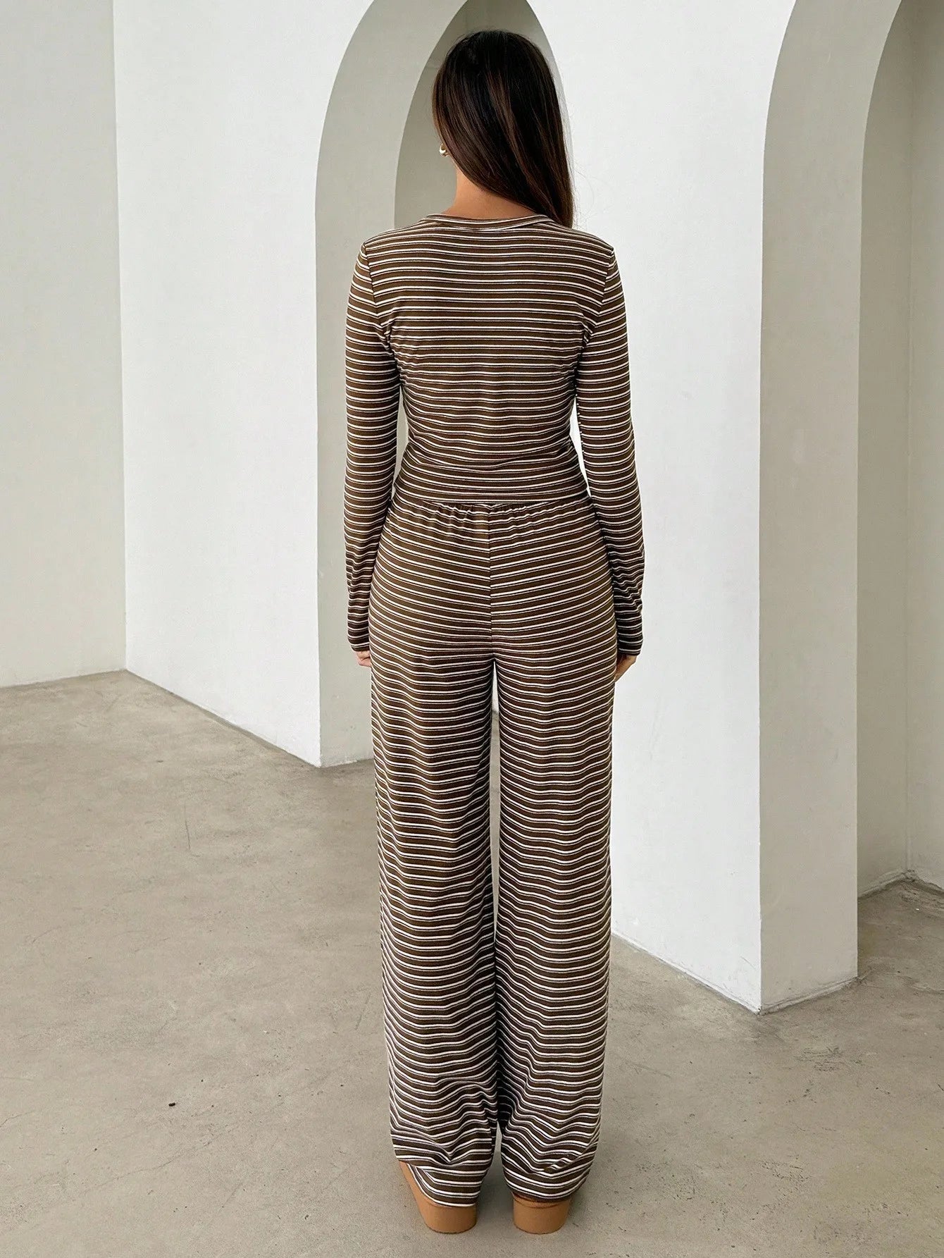 Coffee Brown Striped Co-Ord