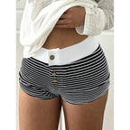 Casual Striped Knit Shorts