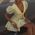 High-Waist Lace-Up Mini Dress