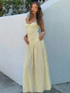 Lace Up Polka Dot Beach Dress