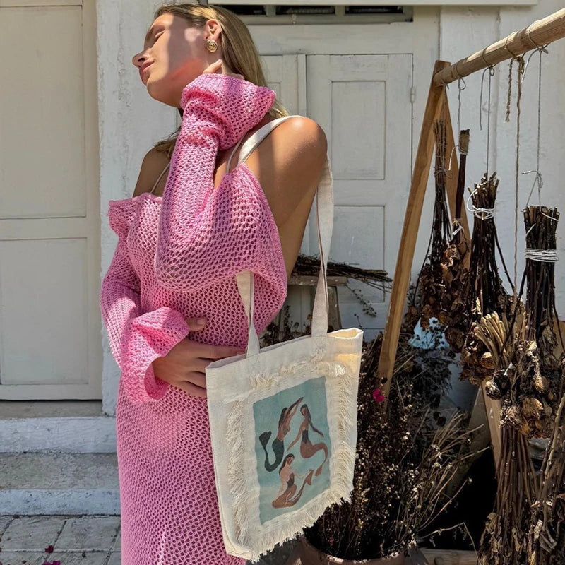 Side Slit Backless Knit Long Dress