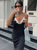 Tossy Lace V-Neck Patchwork Beach Dress