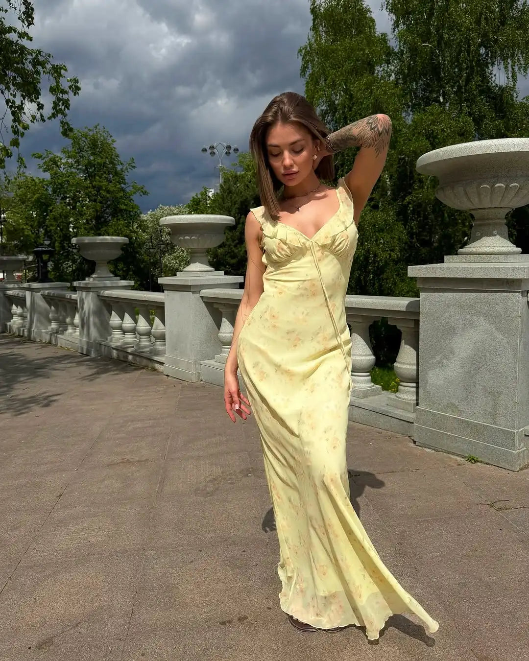 Floral Plunge Maxi Dress