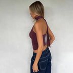 Halter Scarf Strapless Crop Top