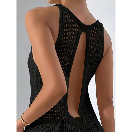 Backless Crochet Beach Dress Cover-Up