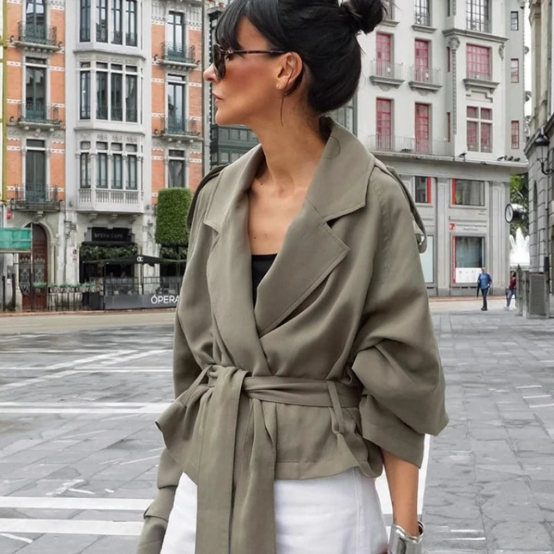 Lace-Up Pocket Trench Jacket