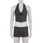 Polka Dot Floral Halter Shorts Set