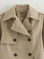 Cropped Double-Breasted Trench Jacket
