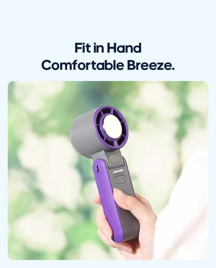 Portable High Speed Cooling Handheld Fan 3600mAh Rechargeable 100 Speed Adjustable Mini Foldable Air Cooling Turbo Fan & Lanyard
