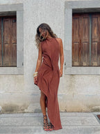 Pleated Off The Shoulder Dress