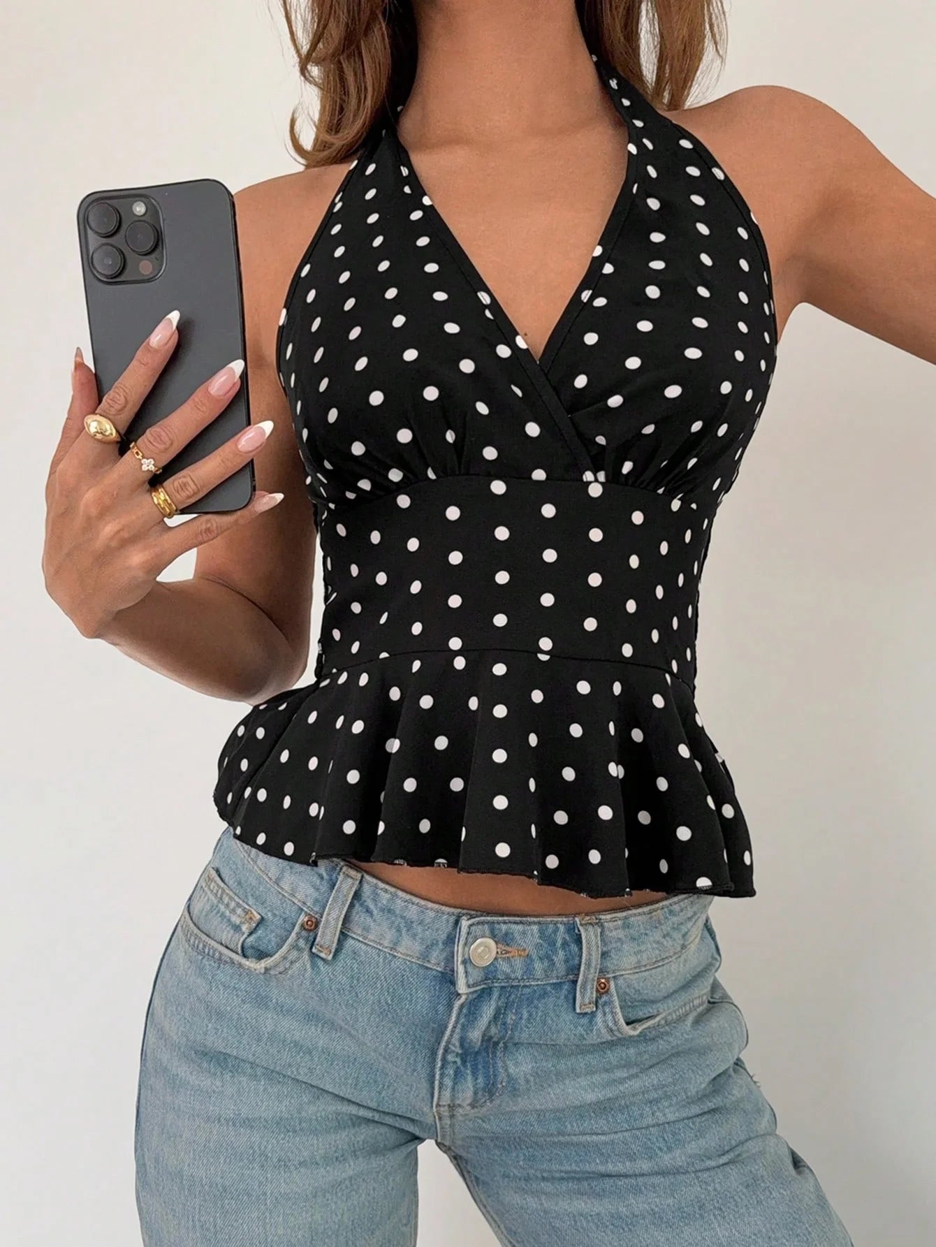 Polka Dot Halter Blouse