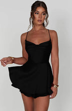 Sexy Backless Satin Mini Dress