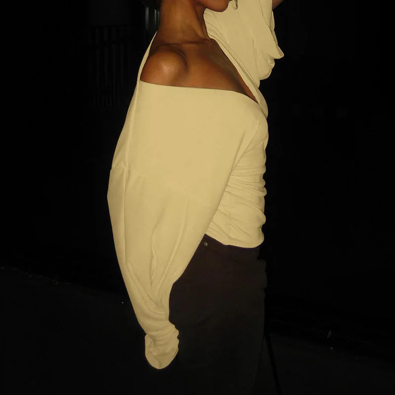 Deep V-Neck Flare-Sleeve Tee