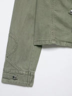 Denim Green Stand Neck Jacket