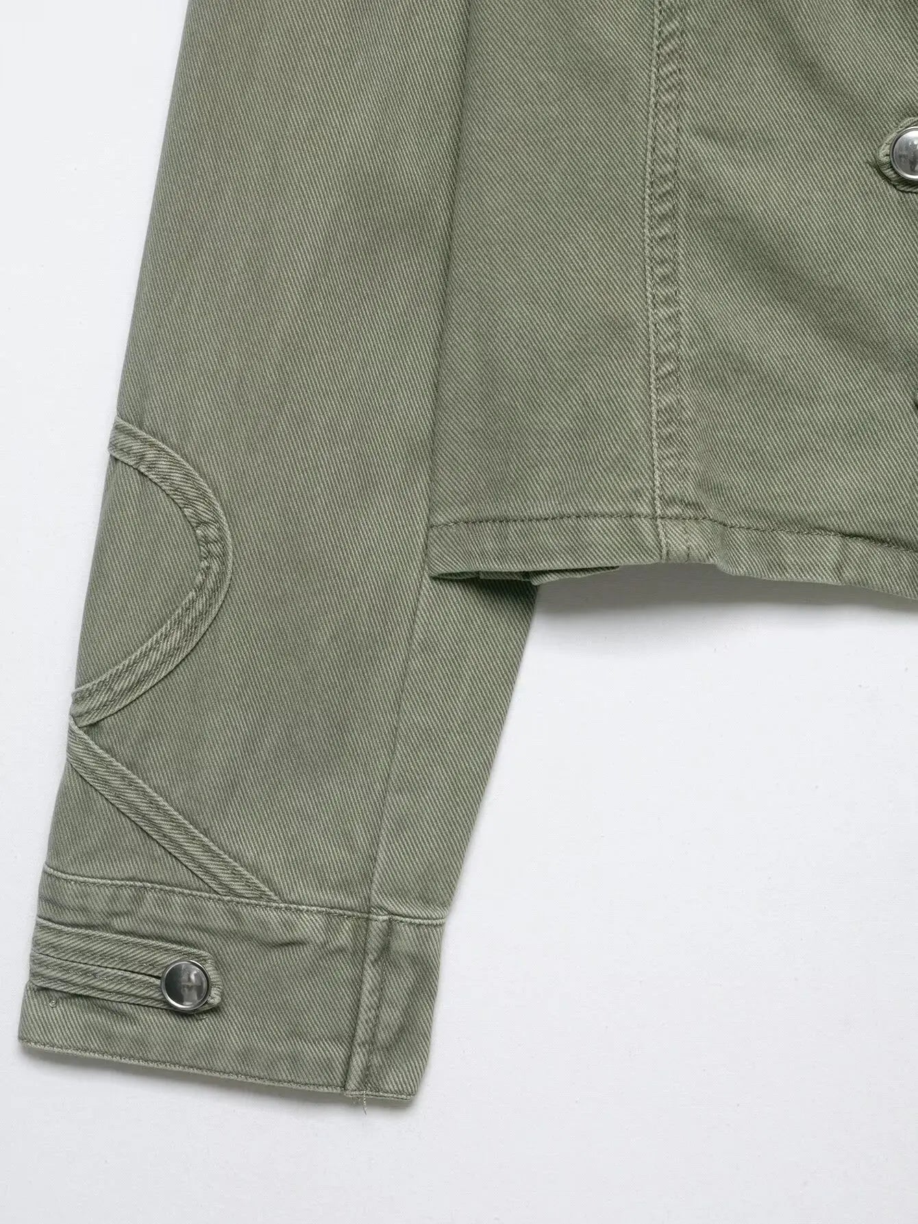 Denim Green Stand Neck Jacket